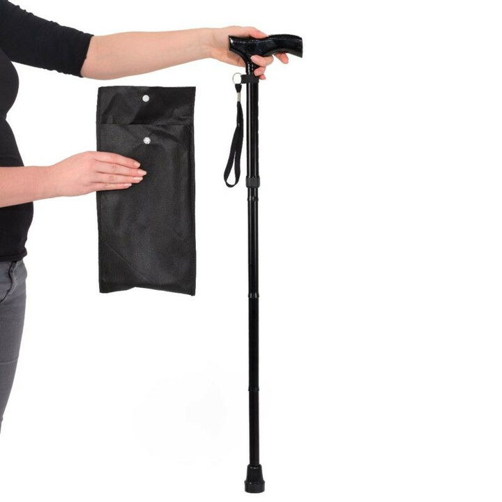 Hopfällbar gångstav