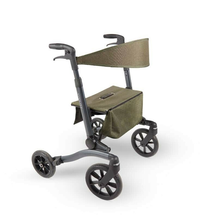 Grön rollator, ergonomisk och kompakt