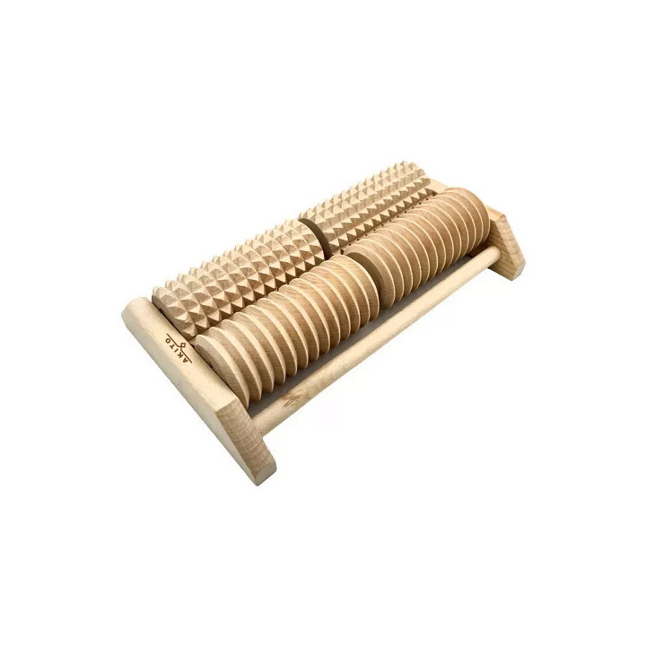 Kaksirivinen neljän rullan puinen jalkahierontalaite