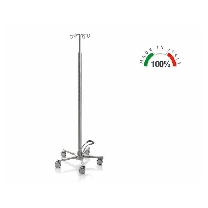 Korkealaatuinen ruostumaton teräksinen tippateline pistonnostomekanismilla ja jarrullisilla pyörillä