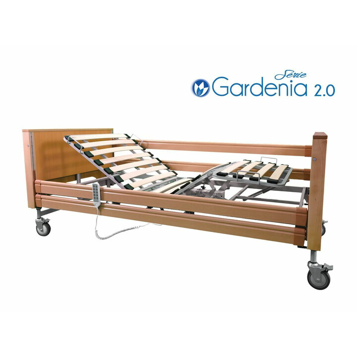 Sähkökäyttöinen sairaalasänky Gardenia 2.0 kolmella säätönivelellä ja puuefektillä