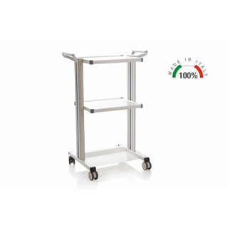 Eolo monitoimivaunu kahdella hyllyllä ja värinauhoilla terveydenhuoltoon