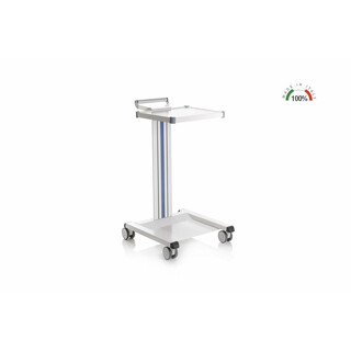 Modulaarinen säädettävä apukärry valkoisella alumiinipylväällä ja hyllyllä