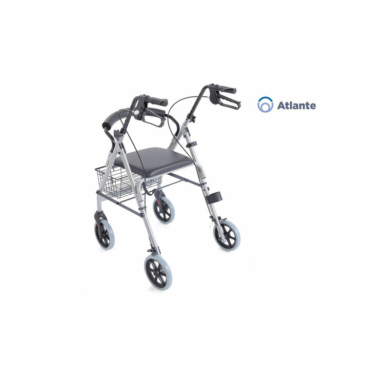 Kevyt alumiininen rollaattori taitettavalla istuimella ja heijastimilla