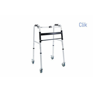 Kevyt alumiininen rollaattori taitettavilla kahvoilla ja seisontajarrulla