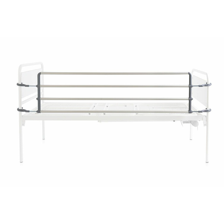 Valkoiset teräksiset sivulaidat sänkyyn säädettävällä pituudella 170-222 cm