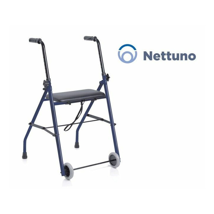 Tukeva kävelyteline istuimella ja säädettävällä korkeudella