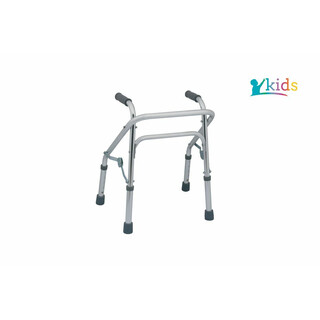 Alumiininen säädettävä kävelyteline lapsille kumitassuilla ja pehmustetuilla kahvoilla