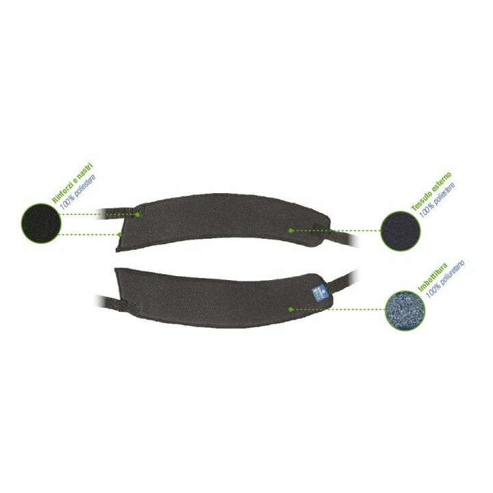 Pehmustettu haaravyö pyörätuoliin jalkojen erottamiseen ja tukemiseen