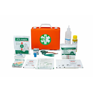 Ammattimainen ensiapulaukku iskunkestävällä kotelolla oranssissa värissä 2 henkilölle