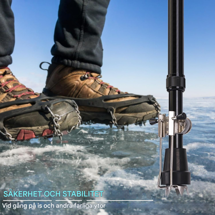 Hopfällbara isklor för stavar och käppar