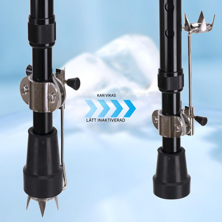 Hopfällbara isklor för stavar och käppar