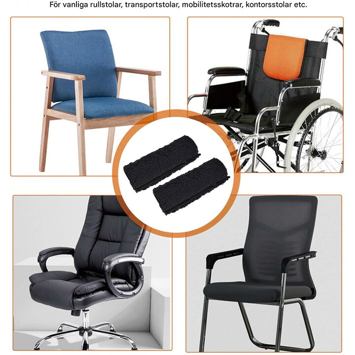 Mjuka rullstolshandtagsskydd med fårulls­fodring