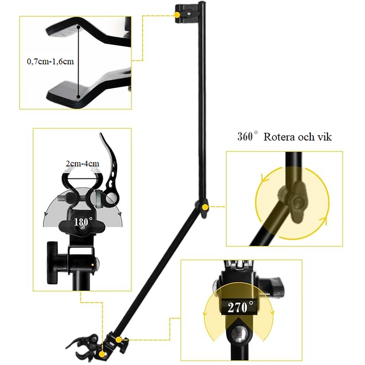 Fästbar, lätt rullstols- och rollatorsolparaply för skydd mot sol, regn och snö