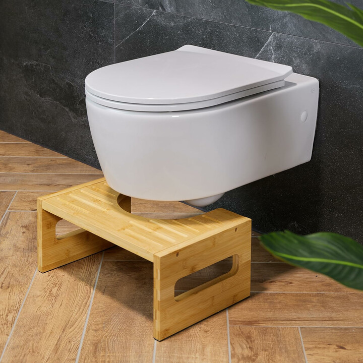 Toalettpall av bambu för naturlig huksittande ställning