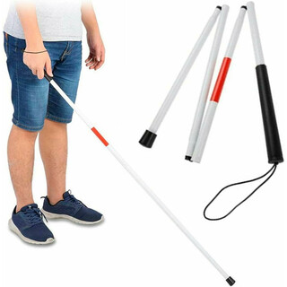 Vit, reflekterande promenadstav för svagtseende, hopfällbar