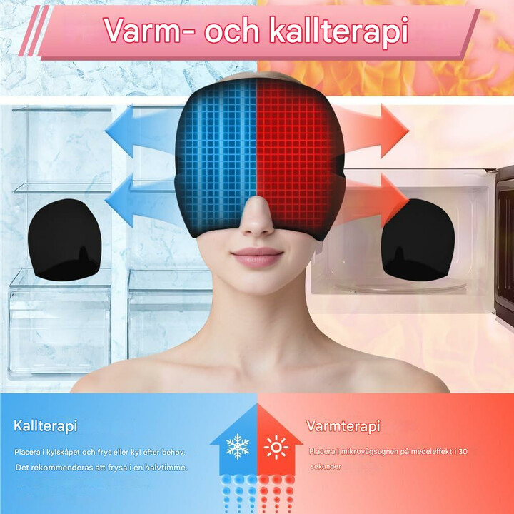 Gelband för huvudvärk med kall- och värmeterapi