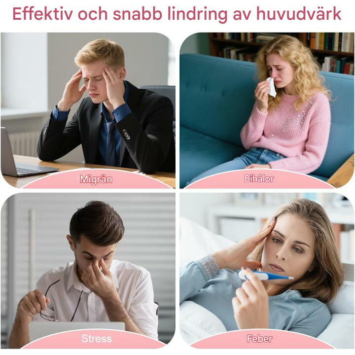 Gelband för huvudvärk med kall- och värmeterapi