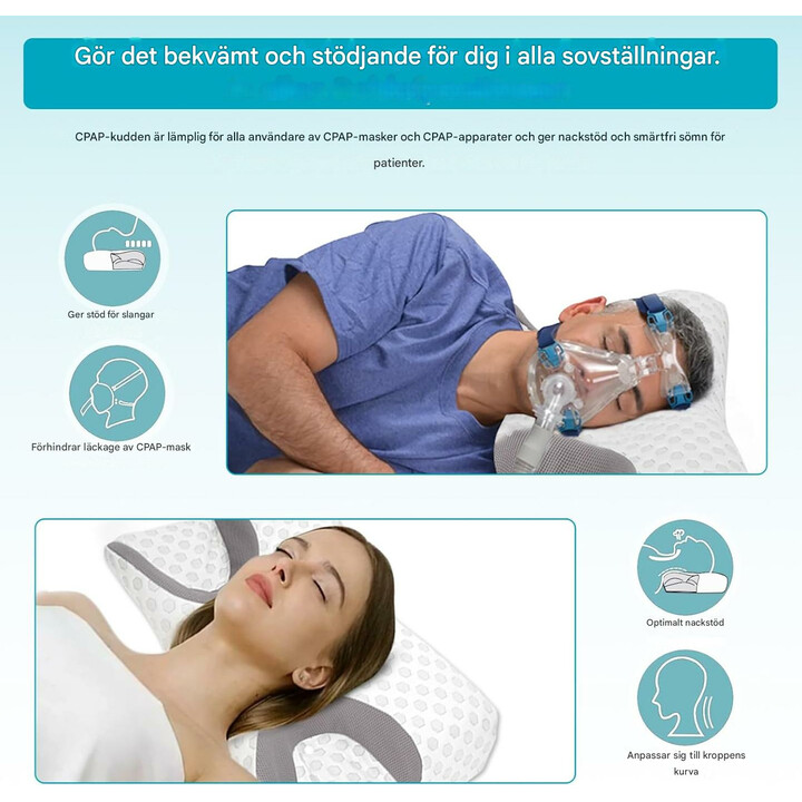 CPAP-kudde som passar med maskin för sömnapné