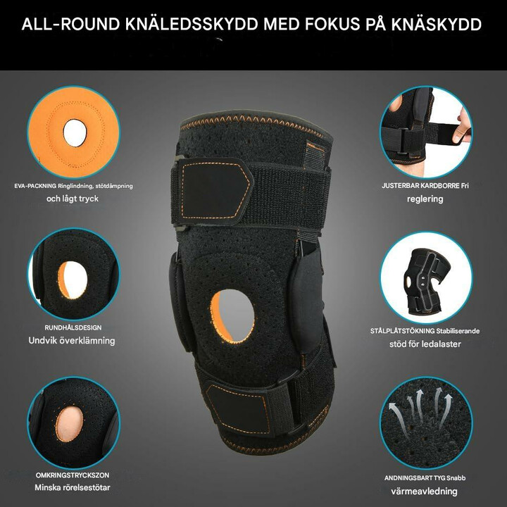 Justérbart knästöd för sport och lindring av ledvärk