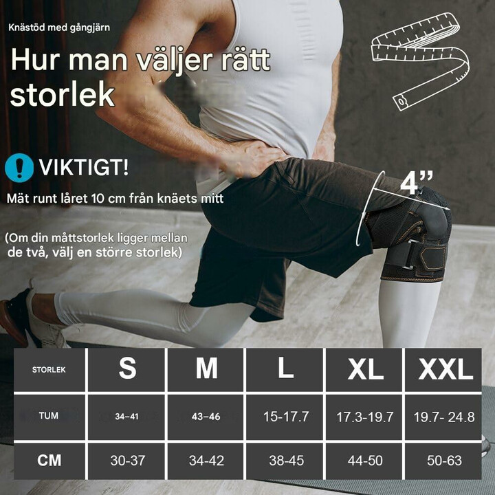 Justérbart knästöd för sport och lindring av ledvärk