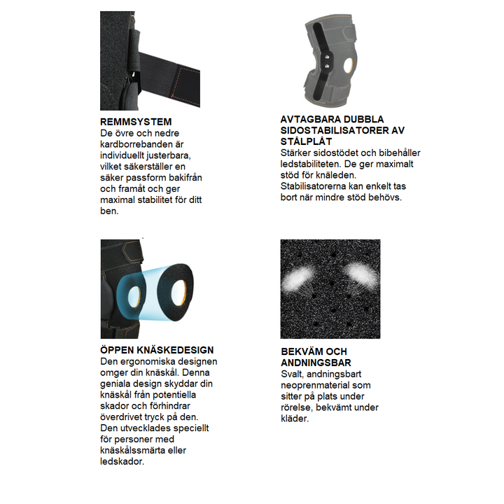 Justérbart knästöd för sport och lindring av ledvärk