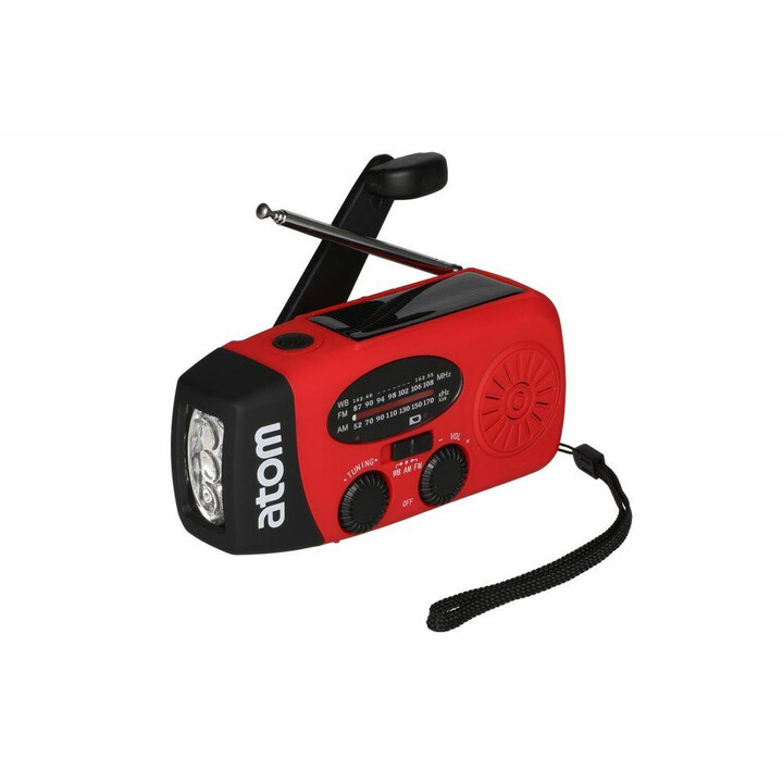 Nödradio med ljus och flera strömalternativ