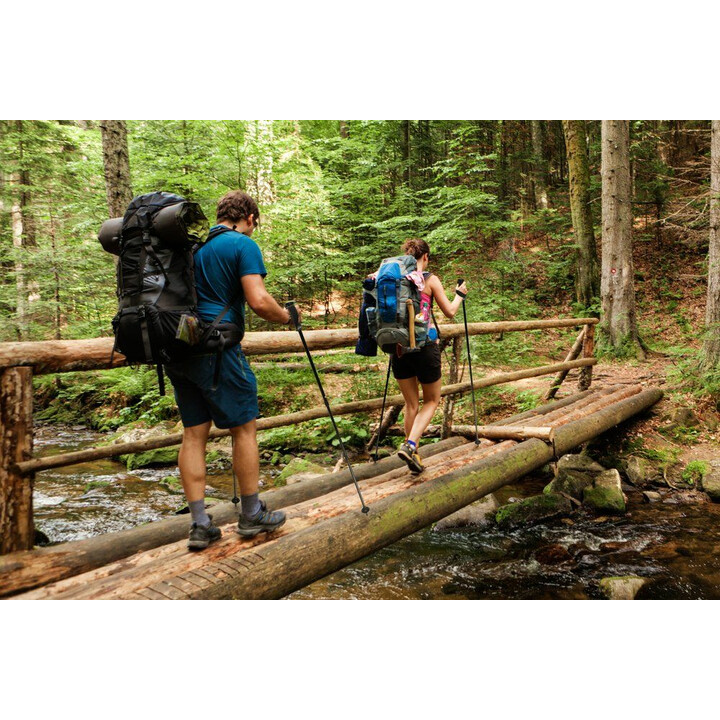 Justerbara teleskoppgångstavar med dämpning och reflexer