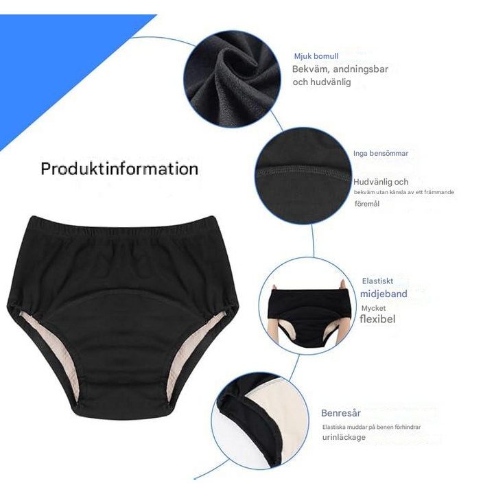 Tvättbara inkontinensunderkläder för kvinnor