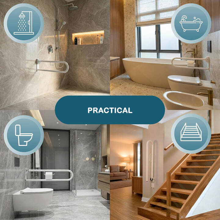 WC-stödhandtag för toalettstol, väggmonterat