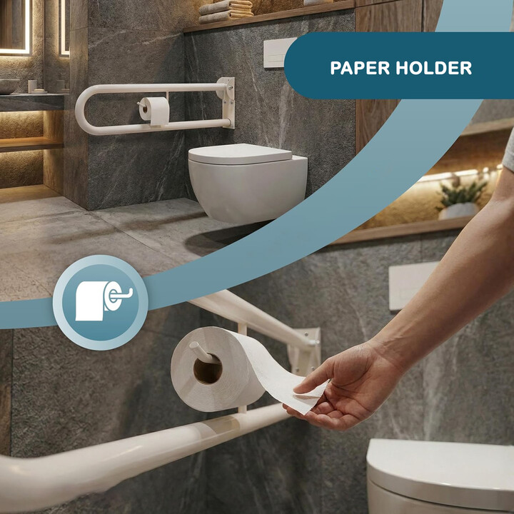 WC-stödhandtag för toalettstol, väggmonterat