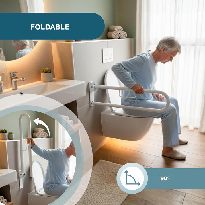 WC-stödhandtag för toalettstol, väggmonterat