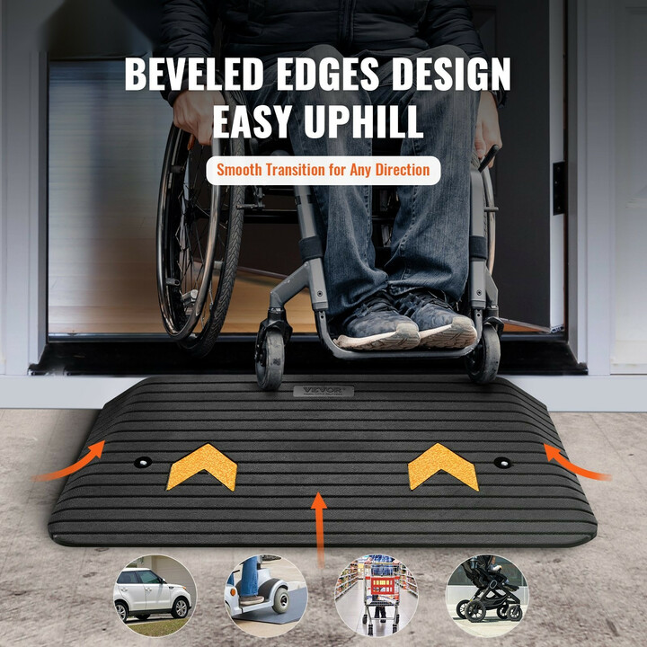 Kumirampi kynnysramppi 3" korotus, 1 kanava, luonnonkumi, liukueste, kantavuus 15 t, B001