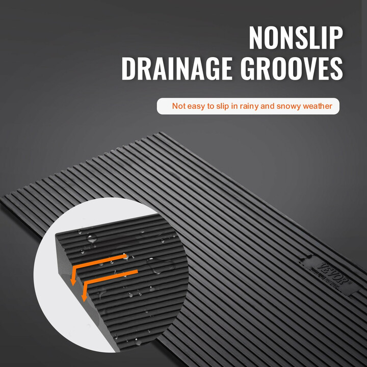 Leikattava kynnysluiska 3 cm, 90 x 20 cm täyskumi, luistamaton luiska pyörätuolille ja siivousrobotille, D001