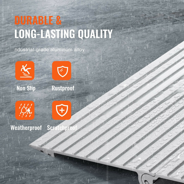 Alumiininen kynnysramppi 2,5 cm kynnykselle 363 kg kantavuus pyörätuoleille ja skoottereille modulaarinen LD9YV0