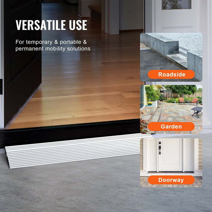 Alumiininen kynnysramppi 2,5 cm kynnykselle 363 kg kantavuus pyörätuoleille ja skoottereille modulaarinen LD9YV0