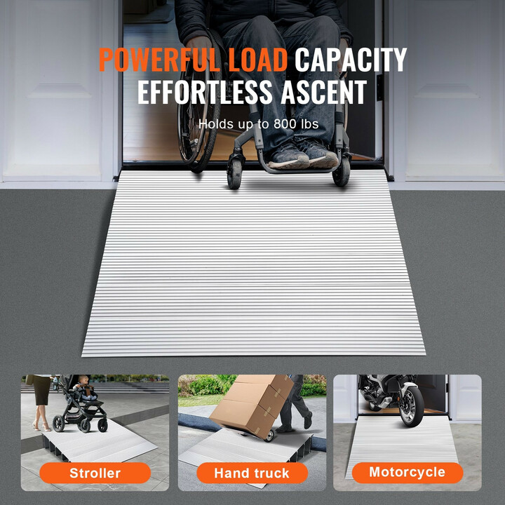 Alumiininen kynnysramppi 15,2 cm nousu 363 kg kantavuus pyörätuoleille ja skoottereille säädettävä modulaarinen SNPTV0