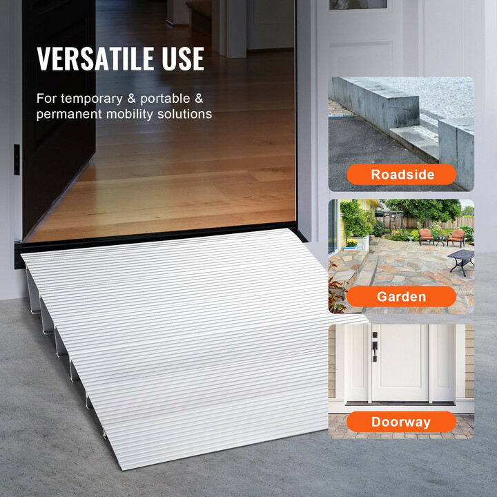 Alumiininen kynnysramppi 15,2 cm nousu 363 kg kantavuus pyörätuoleille ja skoottereille säädettävä modulaarinen SNPTV0