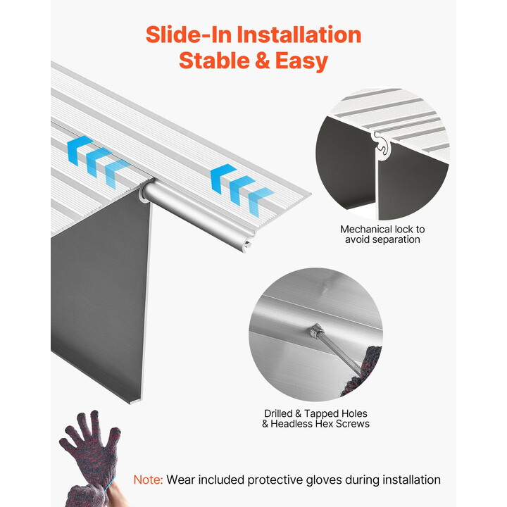 Ovikynnysramppi 115 mm nousu 6063-T5 alumiini 4 osaa 363 kg pyörätuolille ja rollaattorille