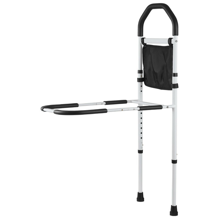 Sängynlaita aikuisille LQX-110055, säädettävä tukikaide, hiiliteräs, musta/valkoinen, kantavuus 136 kg