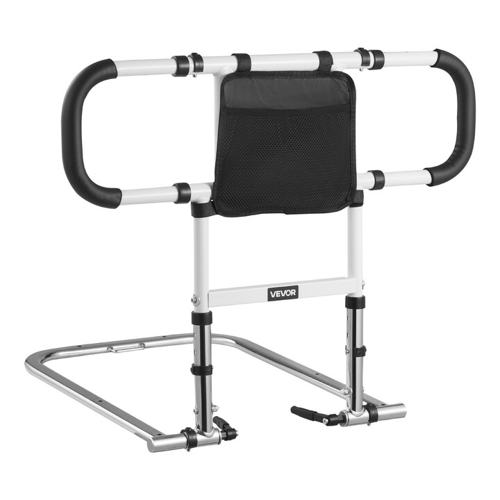 Sängynlaita ikääntyneille, taittuva ja jatkettava turvalaita, säädettävä hiiliterästä, PU-kahva, kantavuus 136 kg