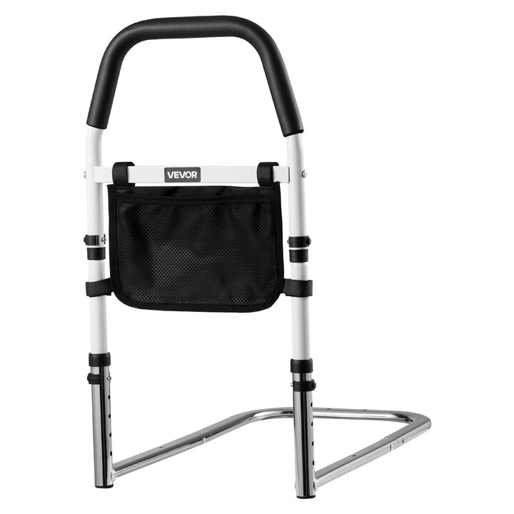 Justerbar sänggrind för äldre kolstålram PU handtag bärförmåga 136 kg