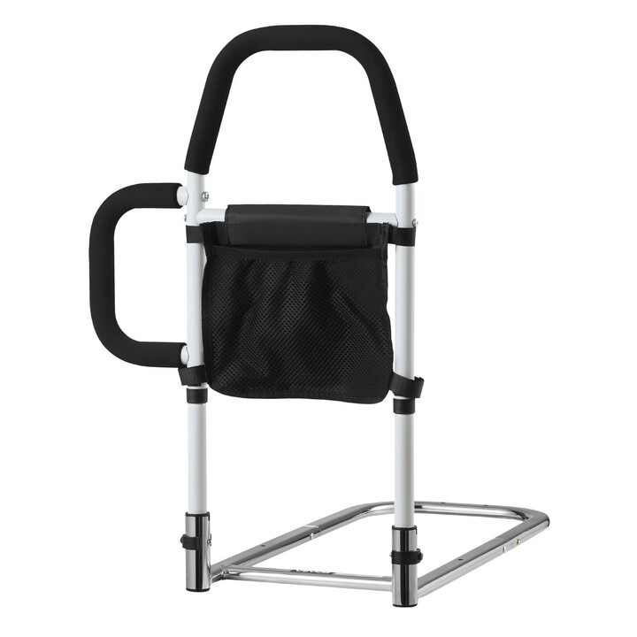 Justerbar sänggrind för vuxna kolstål PU handtag max 136 kg passar king queen full twin