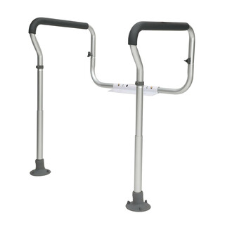 WC säkerhetsräcke FBL900632 justerbar bredd 450 550 mm och höjd 670 770 mm aluminium max 136 kg vadderade handgrepp