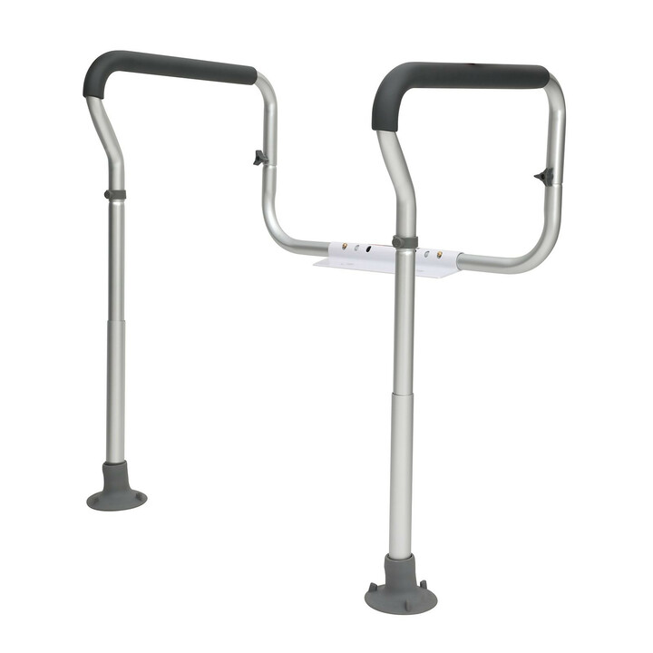 WC säkerhetsräcke FBL900632 justerbar bredd 450 550 mm och höjd 670 770 mm aluminium max 136 kg vadderade handgrepp