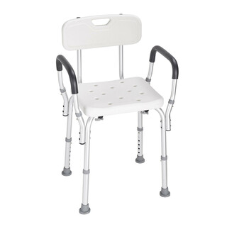 Duschstol med ryggstöd justerbar höjd 6 steg halkfri ben aluminiumram max 158 8 kg modell 402B