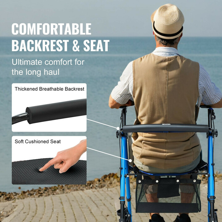 Alumiininen rollaattori aikuisille ja senioreille, kokoontaitettava, 8" pyörät, sininen/musta, malli FBL427111