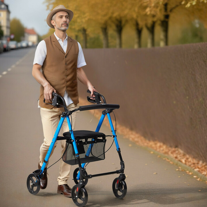 Alumiininen rollaattori aikuisille ja senioreille, kokoontaitettava, 8" pyörät, sininen/musta, malli FBL427111