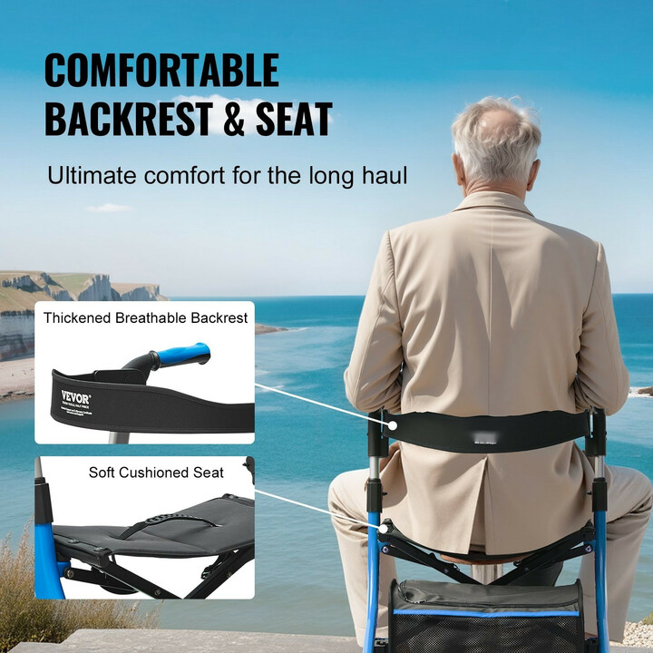 Alumiininen rollaattori FBL427112, sininen, säädettävä kahvakorkeus 830–900 mm, enimmäiskuormitus 136 kg