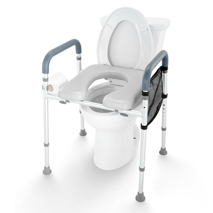 Korkeussäädettävä wc-koroke alumiinia 7-portainen 490–640 mm pehmustetulla istuimella 158,7 kg FBL760598